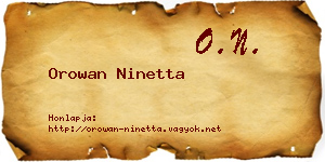 Orowan Ninetta névjegykártya